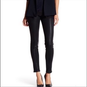 SPANX laquer coated black skinny jeans